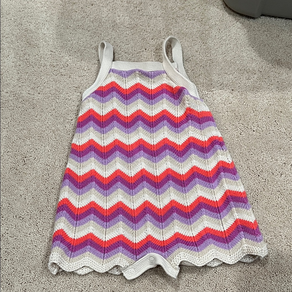 GAP Chevron Knit Dress - Red, Purple, and Cream